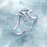 Dolphin with Wave Silver Ring TRI2431 - Jewelry