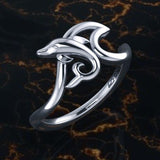 Dolphin with Wave Silver Ring TRI2431 - Jewelry