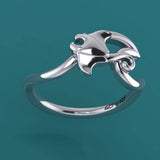 Manta Ray With Wave Silver Ring TRI2432 - Jewelry