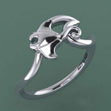 Manta Ray With Wave Silver Ring TRI2432 - Jewelry