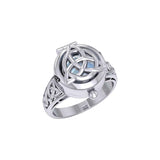 The Celtic Triquetra Silver Locket Ring with Gemstone TRI2436 - Jewelry