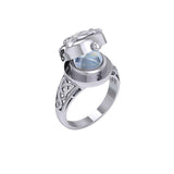 The Celtic Triquetra Silver Locket Ring with Gemstone TRI2436 - Jewelry