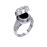 The Celtic Triquetra Silver Locket Ring with Gemstone TRI2436 - Jewelry