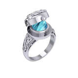 The Celtic Triquetra Silver Locket Ring with Gemstone TRI2436 - Jewelry