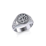 Om with Celtic Design Silver Ring TRI2514 - Jewelry