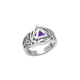 Peter Stone Celtic triquetra with AA Recovery Gemstone Sterling Silver Ring TRI2550