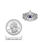 Peter Stone Celtic triquetra with AA Recovery Gemstone Sterling Silver Ring TRI2550