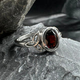 Celtic Triquetra with Oval Gemstone Silver Ring TRI887