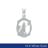 Howling Wolf 14K White Gold Pendant WPD3094