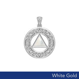 AA Recovery with Celtic Boarder 14K White Gold Pendant WPD3938