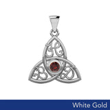 HBD Happy Birthday Monogramming Trinity Knot Solid White Gold Gemstone Pendant WPD5163 - Jewelry