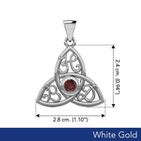 HBD Happy Birthday Monogramming Trinity Knot Solid White Gold Gemstone Pendant WPD5163 - Jewelry