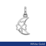 The Shamrock in Crescent Moon Solid White Gold Pendant WPD5268