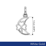 The Shamrock in Crescent Moon Solid White Gold Pendant WPD5268 - Jewelry