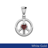 Peace Solid White Gold Pendant with Heart Gemstone WPD5339