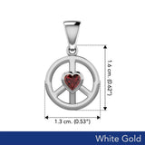 Peace Solid White Gold Pendant with Heart Gemstone WPD5339 - Jewelry