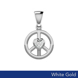 Peace Solid White Gold Pendant with Heart Gemstone WPD5339 - Jewelry