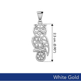 Solid White Gold Flower of Life Owl Pendant WPD5612 - Jewelry