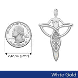 Celtic Trinity Knot Goddess Solid White Gold Pendant with Inlay WPD5654 - Jewelry