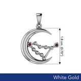 Crescent Moon and Capricorn Astrology Constellation Solid White Gold Pendant WPD5763 - Jewelry