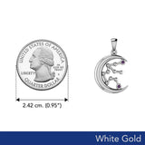 Crescent Moon and Aquarius Astrology Constellation Solid White Gold Pendant WPD5764 - Jewelry