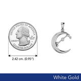 Crescent Moon and Aries Astrology Constellation Solid White Gold Pendant WPD5766 - Jewelry