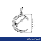 Crescent Moon and Aries Astrology Constellation Solid White Gold Pendant WPD5766 - Jewelry