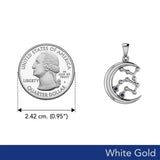 Crescent Moon and Virgo Astrology Constellation Solid White Gold Pendant WPD5771 - Jewelry