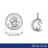 Crescent Moon and Scorpio Astrology Constellation Solid White Gold Pendant WPD5773 - Jewelry