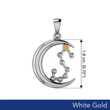 Crescent Moon and Scorpio Astrology Constellation Solid White Gold Pendant WPD5773 - Jewelry