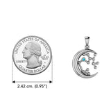 Crescent Moon and Sagittarius Astrology Constellation Solid White Gold Pendant WPD5774 - Jewelry