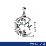 Crescent Moon and Sagittarius Astrology Constellation Solid White Gold Pendant WPD5774 - Jewelry