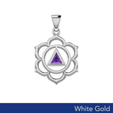 Chakra Recovery Pendant Solid White Gold with Gemstone WPD5838