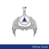 Angel Wings Recovery Pendant Solid White Gold with Gemstone WPD5840