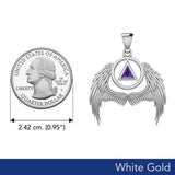 Angel Wings Recovery Pendant Solid White Gold with Gemstone WPD5840 - Jewelry