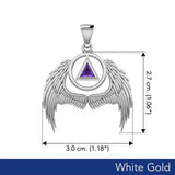 Angel Wings Recovery Pendant Solid White Gold with Gemstone WPD5840 - Jewelry