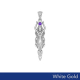 Goddess Brigid Solid White Gold pendant with Gem WPD5889 - Jewelry