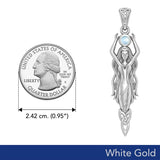 Goddess Brigid Solid White Gold pendant with Gem WPD5889 - Jewelry