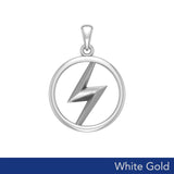 Zeus God Lightning Bolt Solid White Gold Pendant WPD5897 - Jewelry