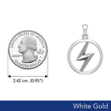 Zeus God Lightning Bolt Solid White Gold Pendant WPD5897 - Jewelry