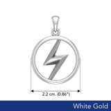 Zeus God Lightning Bolt Solid White Gold Pendant WPD5897 - Jewelry