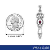 Celtic Goddess Cancer Astrology Zodiac Sign Solid White Gold Pendant with Ruby WPD5938 - Jewelry