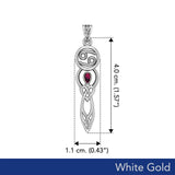 Celtic Goddess Cancer Astrology Zodiac Sign Solid White Gold Pendant with Ruby WPD5938 - Jewelry