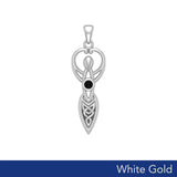 Celtic Infinity Goddess with Birthstone Solid White Gold Pendant WPD5959 - Jewelry