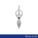 Celtic Infinity Goddess with Birthstone Solid White Gold Pendant WPD5959 - Jewelry