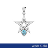 Star Spirit Solid White Gold Pendant with Gemstone WPD5963 - Jewelry