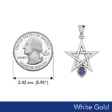 Star Spirit Solid White Gold Pendant with Gemstone WPD5963 - Jewelry