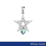 Star Spirit Solid White Gold Pendant with Gemstone WPD5963 - Jewelry