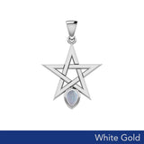 Star Spirit Solid White Gold Pendant with Gemstone WPD5963 - Jewelry