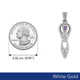 Celtic Knotwork Goddess with Gemstone Solid White Gold Pendant WPD5968 - Jewelry